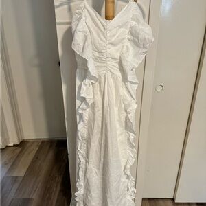 H&M white ruffle maxi dress